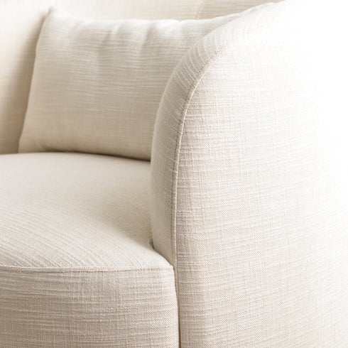 Ashlie Linen Swivel Barrel Chair - Ivory Modern Swivel Chair | Swivel Accent Chairs | Kinwell Furniture | Swivel Armchairs